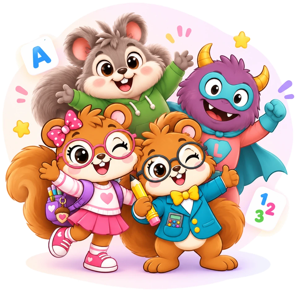 Ilustración de Lea Letrin, Matías, Berto y Letrus.