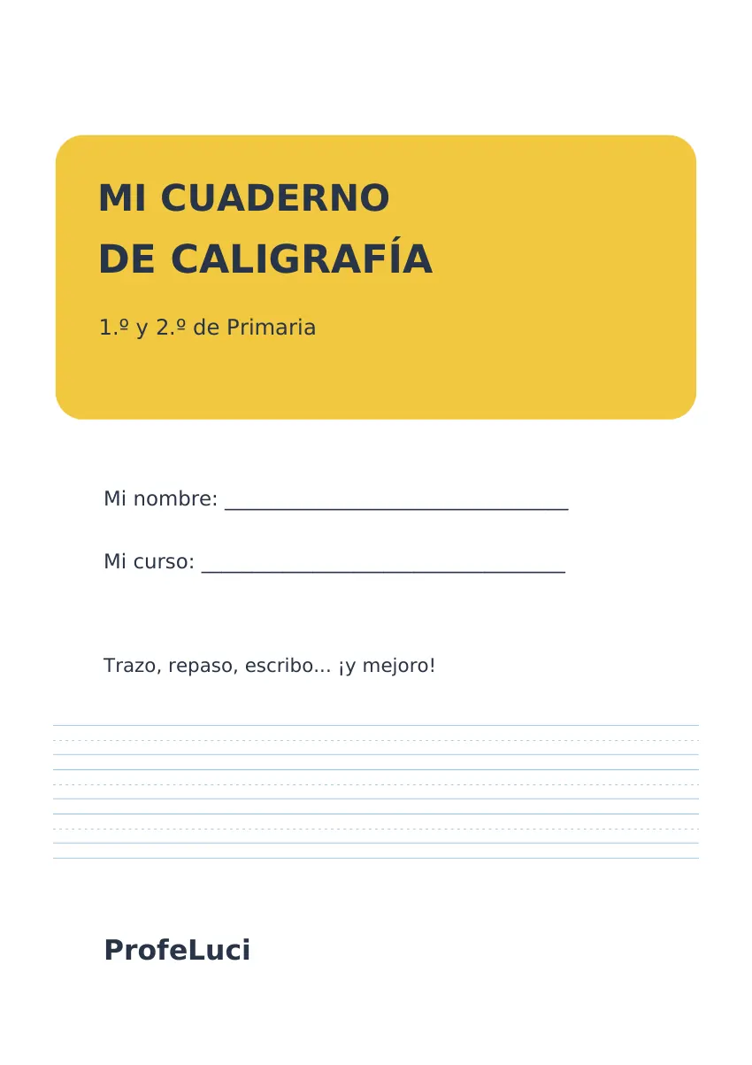Portada original del cuaderno de caligrafía de 1.º y 2.º de Primaria