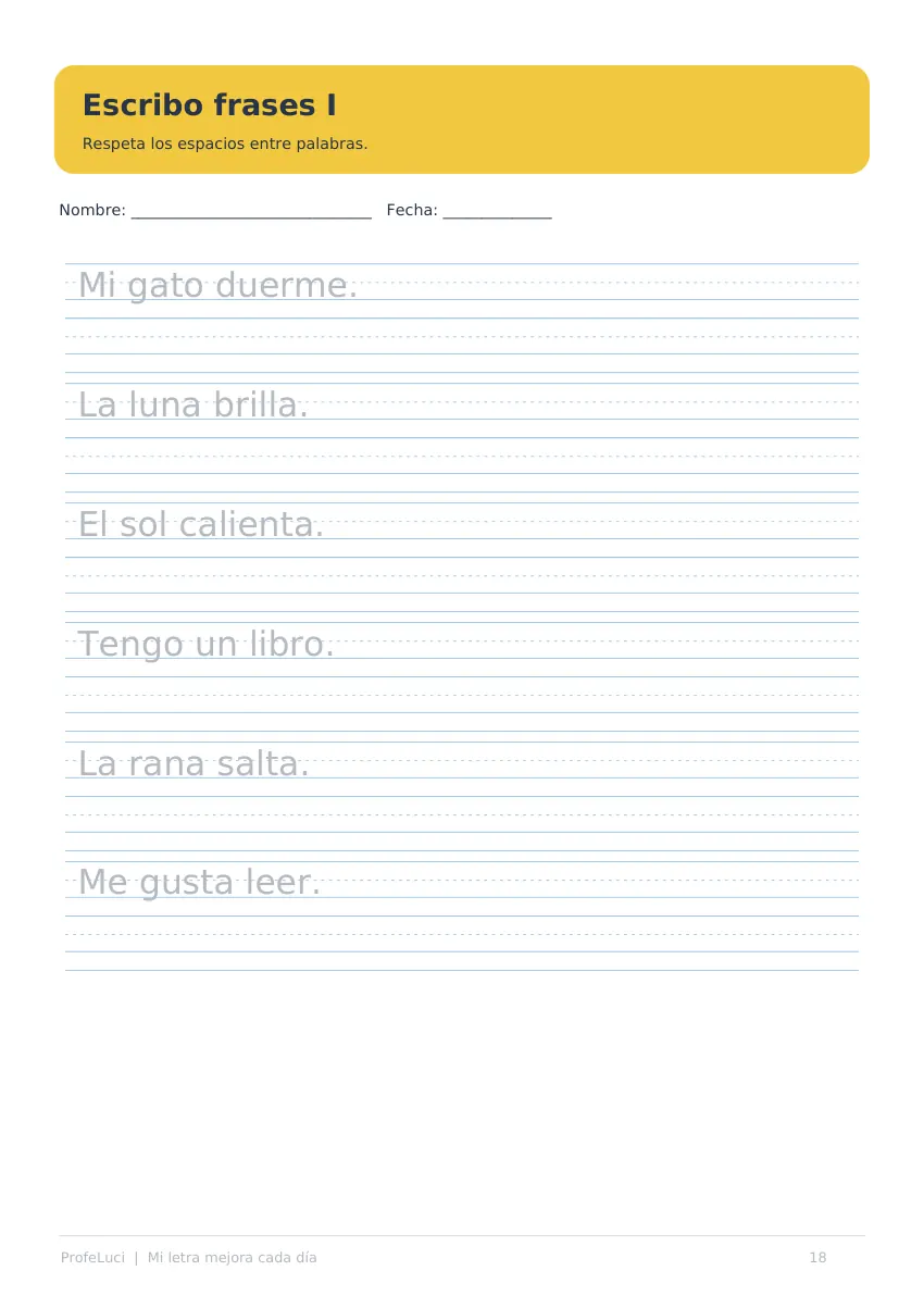 Vista previa de página 18: Escritura de frases